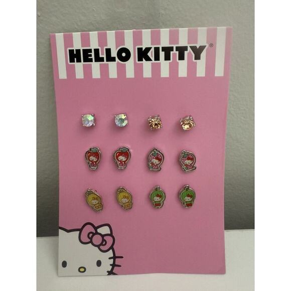 Sanrio Hello Kitty Stud Earrings 6 Pairs Set Official Sanrio New with Tag - Picture 1 of 6